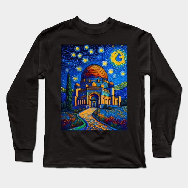 Griffith Observatory at starry night Long Sleeve T-Shirt by FUN GOGH